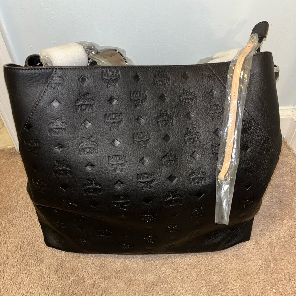 Klara Large Monogrammed Leather Hobo Bag (black)